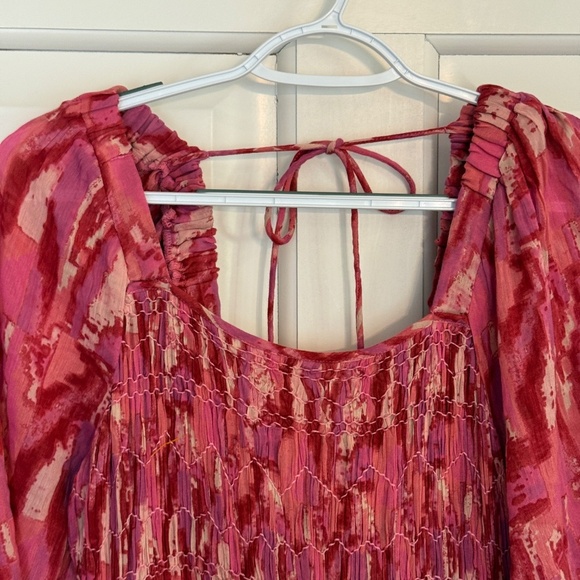 ba&sh Teoli open tie back patterned Midi Dress Pink 45110 - Picture 7 of 16